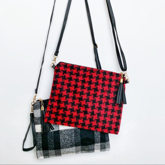 CHICBOMB Handbags - PLAID Houndstooth with tassel bag